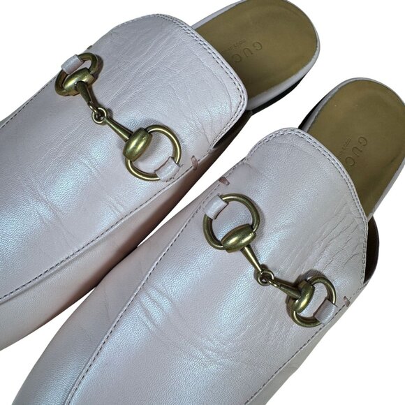 Gucci Princetown Horsebit Loafer Mule Blush Pink Leather Slip-On Flat EU 36.5 - Picture 4 of 12